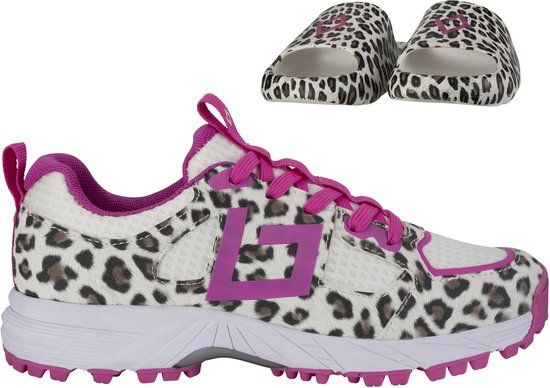 Brabo Tribute Junior Turf Hockeyschoenen Leopard/Pink met Slides