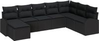vidaXL - Hoek loungeset - 7 zitplaatsen - Zwart - Polyrattan