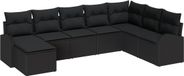 vidaXL - Hoek loungeset - 7 zitplaatsen - Zwart - Polyrattan