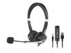 Hamlet HHEADM-UJS Headset Filaire Bandeau Bureau/centre d'appels USB Type-A Noir