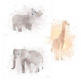 PRICARO Poster "Afrikaanse dieren", A4, set van 3