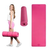 TREXO Fitnessmat roze, 183 x 61 cm, 10 mm dik, TPE, antislip
