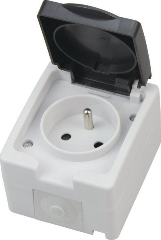 Buitenstopcontact - Opbouw - Enkel - Geaard - Waterdicht IP54 - Grijs