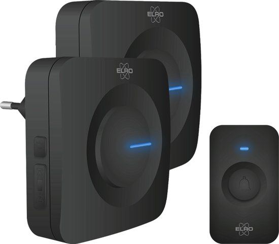 ELRO DB3000 Draadloze Deurbel Set - 2 Ontvangers - 300m Bereik - Zwart