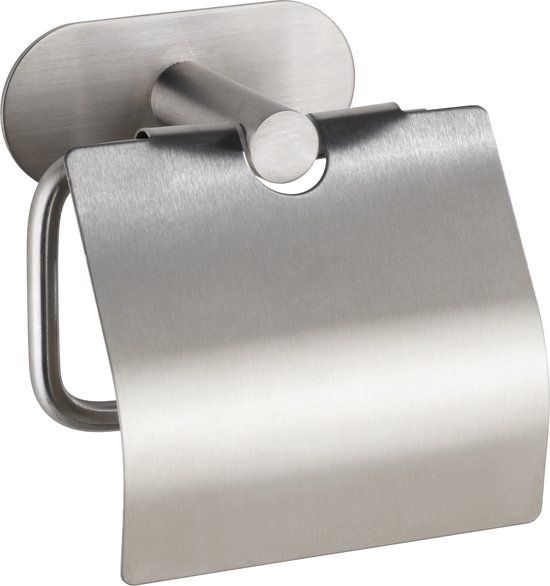 WENKO Turbo-Loc® Toiletrolhouder Orea RVS mat - Met klep - Zonder boren