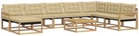 vidaXL Hoek loungeset 8 zitplaatsen Wit en Beige Massief Acacia Hout