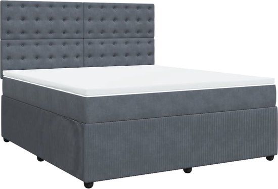 vidaXL Boxspring met matras fluweel donkergrijs 180x200 cm