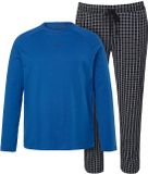 JP 1880 - Heren - Pyjama loungewear tweedelig shirt met lange mouwen - Azuurblauw - Maat 7XL