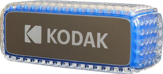 Kodak Bluetooth Speaker – Waterdicht IPX6, Krachtig 8W geluid, RGB-verlichting, 5 uur batterijduur, Bluetooth V5.0 verbinding – Blauw