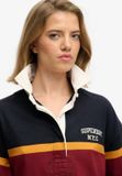 Superdry Heritage Stripe Rugbyshirt Dames Lange Mouwen Katoen Oversized Pasvorm Eclipse Navy