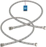 KOTARBAU® 2 Stuks - Flexibele Aansluitslang 3/8"x3/8" - Aansluitslang Armatuur 120 cm - Flexibele Kraanslang - Wartelmoer x Knelkoppeling - Sanitaire Aansluitslang - Gevlochten Roestvrijstalen Aansluitslang