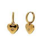 Lucardi Dames Stainless steel oorringen met zirkonia voor dames - Oorbellen - Staal - Goudkleurig