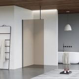 FortiFura Galeria inloopdouche - 50x200cm - rookglas - plafondarm - PVD - geborsteld gunmetal (antraciet)