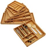 ORGA-BOX 3 BAMBOE Bestekinzet voor 60 cm lade (473 x 497 mm) met 6 vakken houten keukenorganizer
