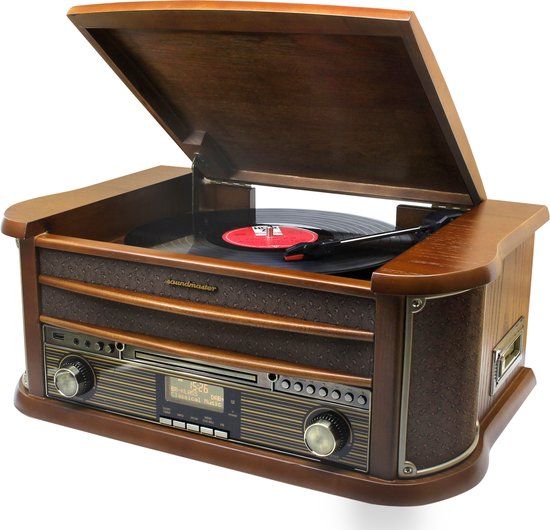 Soundmaster NR565DAB Hout Draaitafel met DAB+, Bluetooth, CD- en Cassettespeler