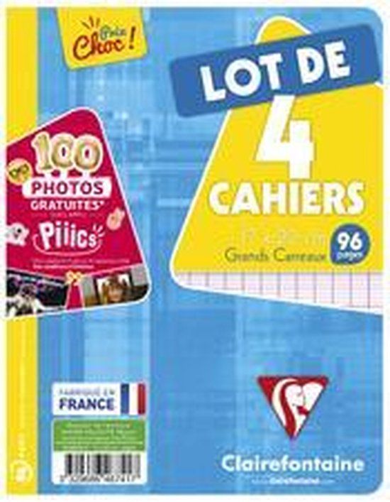Clairefontaine Cahier piqûre lot de 4, 240 x 320 mm, seyès