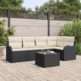Prolenta Maison Exclusive - Set van zes tuinbanken met opbergruimte, bruin polyrotan