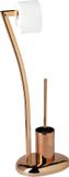 Merkloos Relaxdays wc-rolhouder - toiletborstel en houder - 3 in 1 - staand - zonder boren - koper