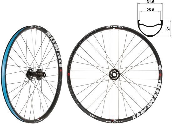 Novatec Wielset Mtb Demon 650b 27.5 Schijfrem Aluminium 32g Zwart