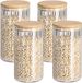 Zeller Voorraad/bewaar pot Grooves - 4x - hard glas - transparant - 800 ml - bamboe deksel - luchtdicht