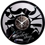 Instant Karma Clocks Wandklok Vintage Platenontwerp Handgemaakt Decor Kapsalon Modern Design Kapsalon Baard Kapsalon (Zwart en Zilver B2)