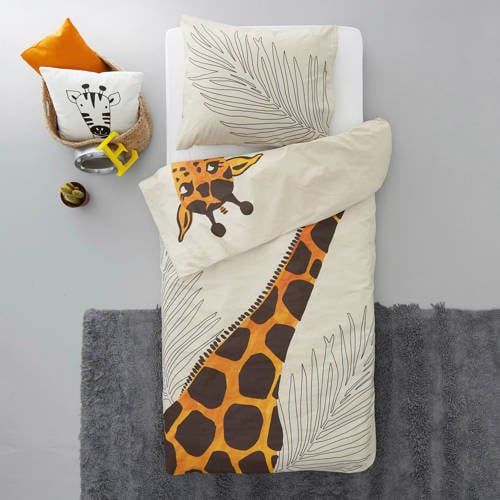 NOUS Kids katoenen dekbedovertrek kinderbed (120x150 cm) Beige Dierenprint