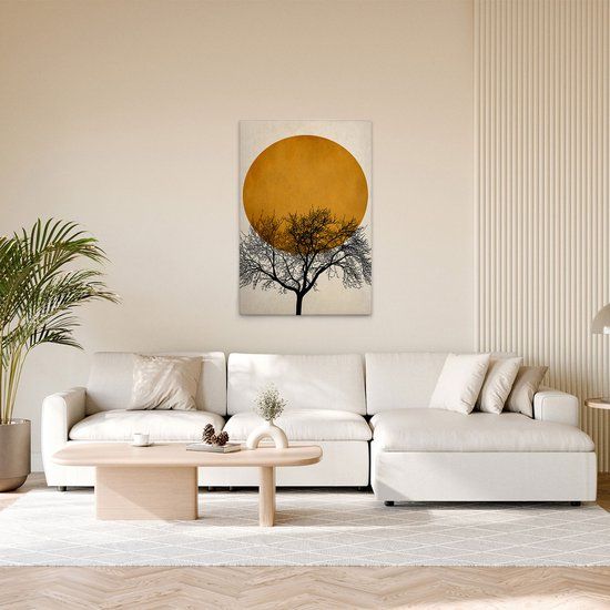 A.S. Création Canvasfoto boom met maan goud zwart - wandafbeelding in goud, beige - 60 x 90 cm - DD131780