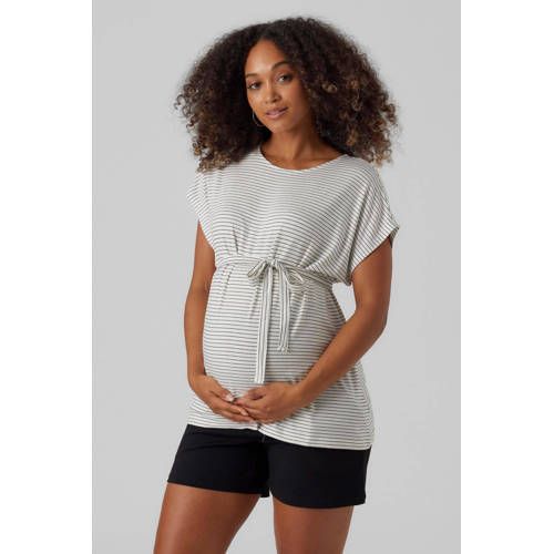 MAMALICIOUS MLALISON Maternity Top - White/Black Stripe