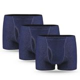 3-delige FAMI HELPER 3-delige set heren incontinentiebroeken Katoenen wasbare, herbruikbare en lekbestendige incontinentiebroeken voor heren met absorberend kussen 300 ML urinevolume blauw maat S