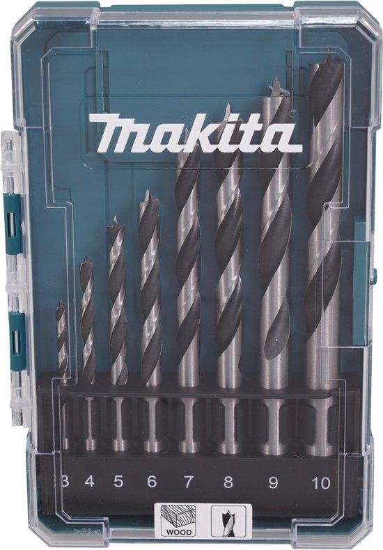 Makita D-77257 Houtborenset Ø 3-10mm in Cassette - 8-delig