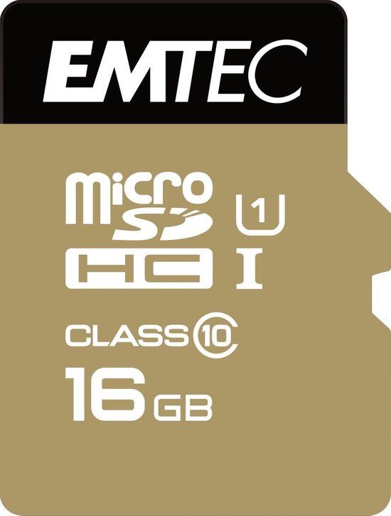 EMTEC MicroSD Class10 Gold+ 16GB - Micro SD geheugenkaart