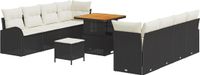 vidaXL Tuinbank Set 11-delig Zwart Polywood
