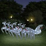 VidaXL Decorations de Noël extérieures rennes et traîneau 140 LED blanc