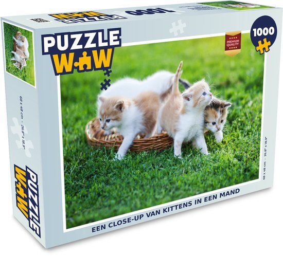 MuchoWow Puzzel Een close-up van kittens in een mand - Legpuzzel - Puzzel 1000 stukjes volwassenen