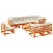 vidaXL 9-delige Loungeset met kussens, massief grenenhout, wasbruin