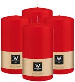 Wiedemann Bougie cylindrique/bougie pilier - 4x - rouge - 13 x 7 cm - 52 heures de combustion
