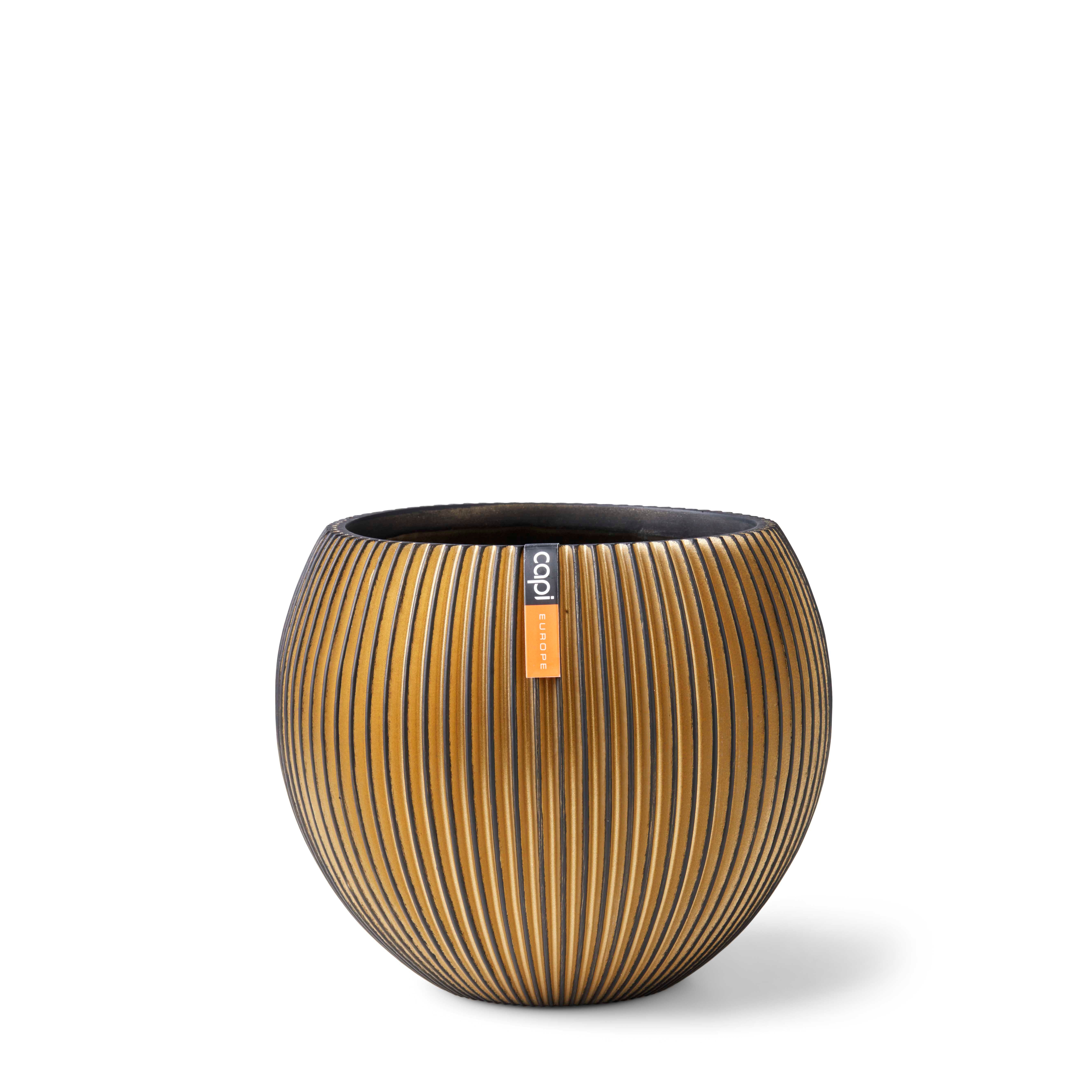 Capi Europe Vaas bol Groove 12x10 zwart goud