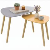 Homcom Salontafelset - MDF - 59,5 x 39,5 x 45 cm - Grijs en geel