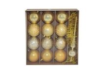 DUE ESSE CHRISTMAS SRL Set gouden punten + ballen 8 cm 12 stuks