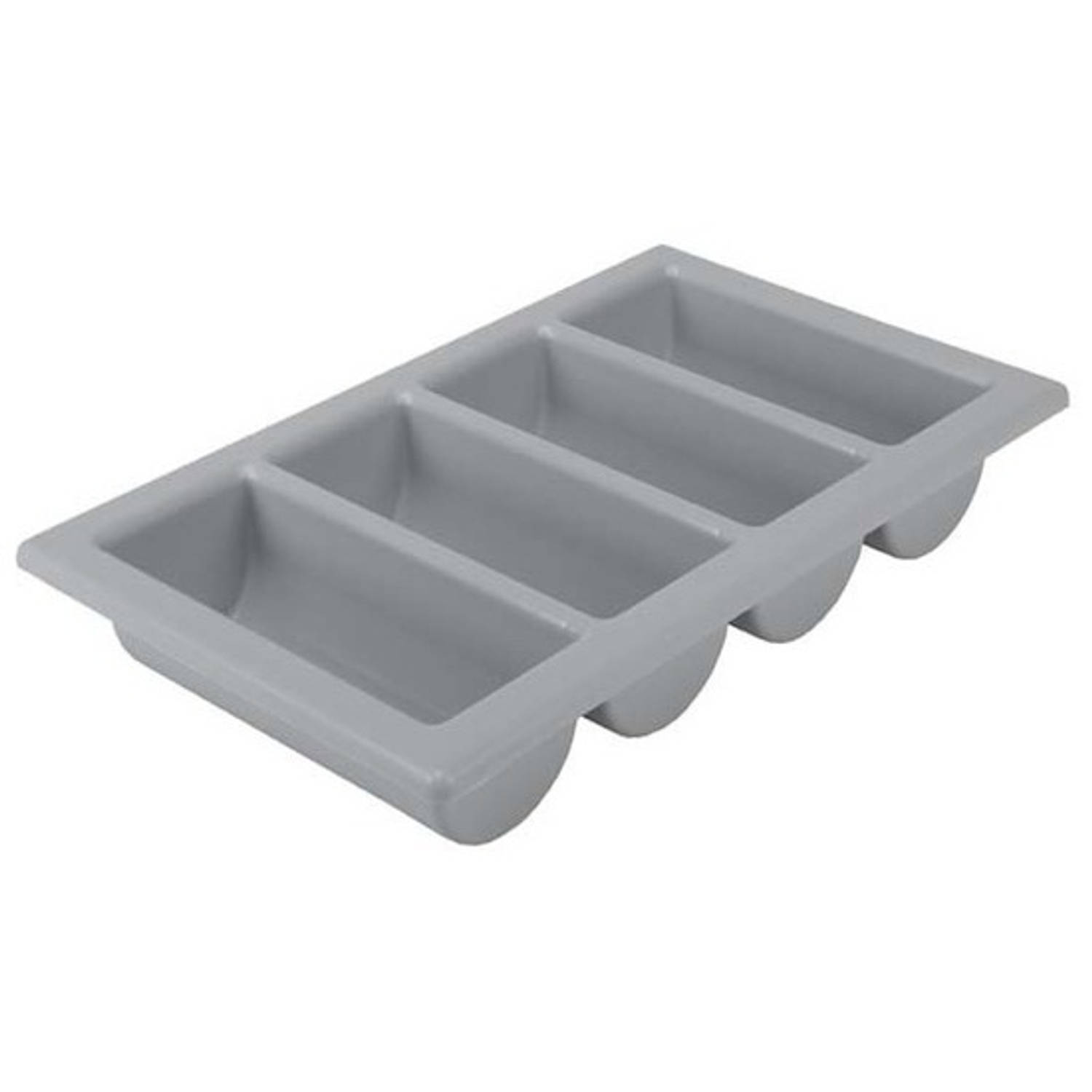 Plastibac Horeca bestekbak/bestekhouder grijs 53 cm - 4 vakken - Keuken opberg accessoires