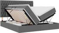 vidaXL - LED - opbergbed - met - matras - Donkergrijs - 200 - x - 200 - cm - Stof