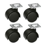 AMIG - Set van 4 meubelwielen model 1500, met stalen plaat, Ø 45 mm, 45 kg per wiel, nylon, zwart, zonder rem