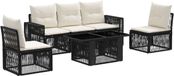 vidaXL Tuinbank Set 6-st Zwart en Crème Wit Poly Rattan