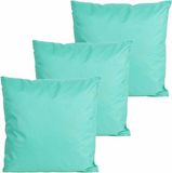 Anna's Collection Buitenkussens - 3x - Turquoise Blauw - 60 x 60 cm