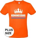 Shoppartners Bv Oranje Koningsdag met kroon grote maten shirt heren 4XL