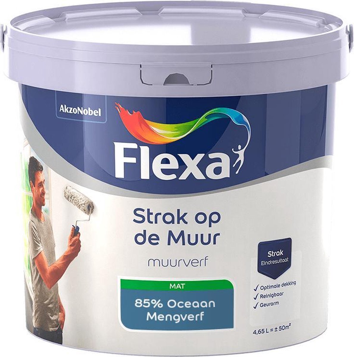 FLEXA Strak op de muur - Muurverf - Mengcollectie - 85% Oceaan - 5 Liter