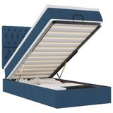 VidaXL Ottoman Bed with Mattress and LEDs - Blue, 160x200cm, Fabric