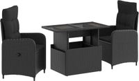 vidaXL Eettafel Set Zwart Poly Rattan