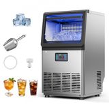 VEVOR Commerciële ijsmachine, 36 kg/dag, ijsblokjesmaker, roestvrijstalen behuizing, onderbouw-ijsblokjesmachine met led-display en zelfreiniging, voor huisbar en restaurant