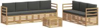 vidaXL - Bank loungeset - 4 zitplekken - wit en antracietkleurig - acacia hout